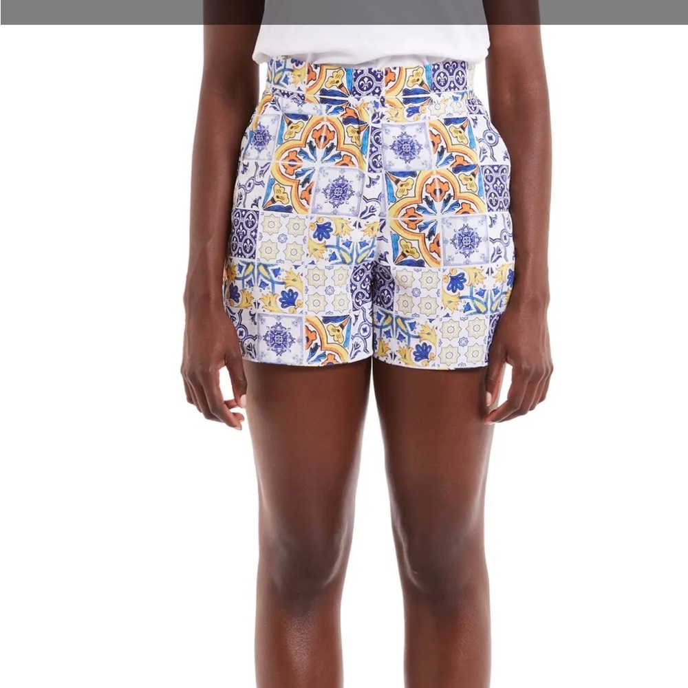 NEVER FULLY DRESSED Amalfi Tile Print Shorts